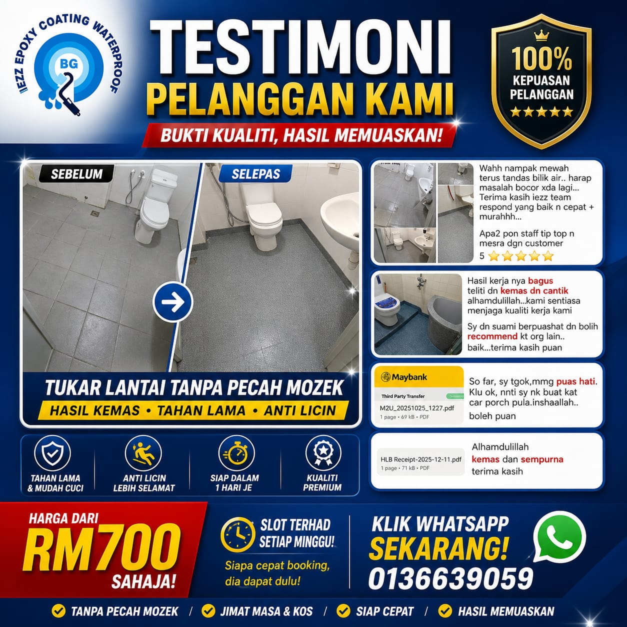 Poster testimoni IEZZ Epoxy Melaka